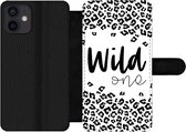 Bookcase Geschikt voor iPhone 12 Mini telefoonhoesje - Quotes - Spreuken - Wild one - Met vakjes - Wallet case met magneetsluiting