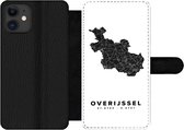 Bookcase Geschikt voor iPhone 11 telefoonhoesje - Overijssel - Wegenkaart - Zwart - Wit - Met vakjes - Wallet case met magneetsluiting