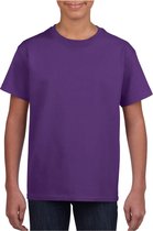 Paars basic t-shirt met ronde hals voor kinderen unisex- katoen - 145 grams - paarse shirts / kleding voor jongens en meisjes M (116-134)