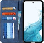 Samsung Galaxy S22 - Book Case Hoesje met Pasjes Kunstleer - Blauw