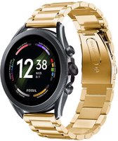 Stalen Smartwatch bandje - Geschikt voor  Fossil Gen 6 - 44mm stalen band - goud - Strap-it Horlogeband / Polsband / Armband