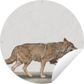 Tuincirkel Wolf - Wit - Dieren - Jongens - Kids - Kinderen - 150x150 cm - Ronde Tuinposter - Buiten