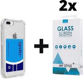 Crystal Backcase Shockproof Met Pasjeshouder Hoesje iPhone 6 Plus/6s Plus Transparant - 2x Gratis Screen Protector - Telefoonhoesje - Smartphonehoesje