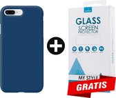 Siliconen Backcover Hoesje iPhone 6 Plus/6s Plus Blauw - Gratis Screen Protector - Telefoonhoesje - Smartphonehoesje