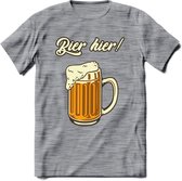 Bier Hier! T-Shirt | Bier Kleding | Feest | Drank | Grappig Verjaardag Cadeau | - Donker Grijs - Gemaleerd - XL