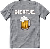 Biertje T-Shirt | Bier Kleding | Feest | Drank | Grappig Verjaardag Cadeau | - Donker Grijs - Gemaleerd - 3XL