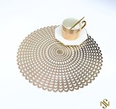 San Naila Placemats Cloud - 4-delig - Tafeldecoratie - Ronde placemats - Goud - Onderlegger - Luxe placemats - Hittebestendig - Anti-slip