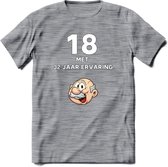 18 met 32 jaar ervaring T-Shirt | Grappig Abraham 50 Jaar Verjaardag Kleding Cadeau | Dames – Heren - Donker Grijs - Gemaleerd - XL