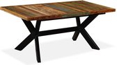 Decoways - Eettafel 180 cm massief gerecycled hout en stalen kruis