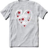 You and My - Valentijn T-Shirt | Grappig Valentijnsdag Cadeautje voor Hem en Haar | Dames - Heren - Unisex | Kleding Cadeau | - Licht Grijs - Gemaleerd - XXL