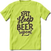 Eat Sleep Beer Repeat T-Shirt | Bier Kleding | Feest | Drank | Grappig Verjaardag Cadeau | - Groen - L