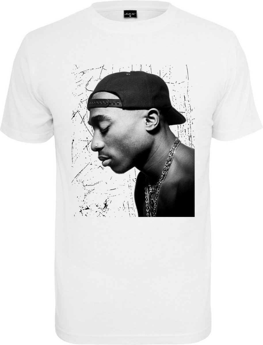 Mister Tee Tupac Tupac Cracked Background Heren Tshirt XS Wit