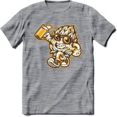 Hopman T-Shirt | Bier Kleding | Feest | Drank | Grappig Verjaardag Cadeau | - Donker Grijs - Gemaleerd - M
