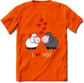 I Love You - Valentijn T-Shirt | Grappig Valentijnsdag Cadeautje voor Hem en Haar | Dames - Heren - Unisex | Kleding Cadeau | - Oranje - 3XL