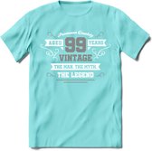 99 Jaar Legend T-Shirt | Zilver - Wit | Grappig Verjaardag en Feest Cadeau | Dames - Heren - Unisex | Kleding Kado | - Licht Blauw - M