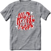 My Heart Is Yours - Valentijn T-Shirt | Grappig Valentijnsdag Cadeautje voor Hem en Haar | Dames - Heren - Unisex | Kleding Cadeau | - Donker Grijs - Gemaleerd - XXL