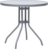 Decoways - Tuintafel 80 cm staal en glas lichtgrijs