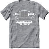69 Jaar Legend T-Shirt | Zilver - Wit | Grappig Verjaardag en Feest Cadeau | Dames - Heren - Unisex | Kleding Kado | - Donker Grijs - Gemaleerd - S