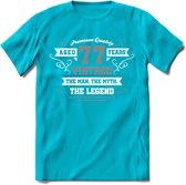 77 Jaar Legend T-Shirt | Zilver - Wit | Grappig Verjaardag en Feest Cadeau | Dames - Heren - Unisex | Kleding Kado | - Blauw - XL