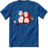 Lovebirds - Valentijn T-Shirt | Grappig Valentijnsdag Cadeautje voor Hem en Haar | Dames - Heren - Unisex | Kleding Cadeau | - Donker Blauw - S