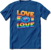 Love Is Love | Pride T-Shirt | Grappig LHBTIQ+ / LGBTQ / Gay / Homo / Lesbi Cadeau Shirt | Dames - Heren - Unisex | Tshirt Kleding Kado | - Donker Blauw - M