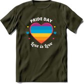 Love Is Love | Pride T-Shirt | Grappig LHBTIQ+ / LGBTQ / Gay / Homo / Lesbi Cadeau Shirt | Dames - Heren - Unisex | Tshirt Kleding Kado | - Leger Groen - L