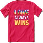 Love Wins | Pride T-Shirt | Grappig LHBTIQ+ / LGBTQ / Gay / Homo / Lesbi Cadeau Shirt | Dames - Heren - Unisex | Tshirt Kleding Kado | - Roze - M