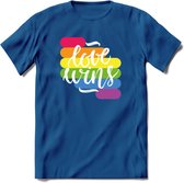 Love Wins | Pride T-Shirt | Grappig LHBTIQ+ / LGBTQ / Gay / Homo / Lesbi Cadeau Shirt | Dames - Heren - Unisex | Tshirt Kleding Kado | - Donker Blauw - XXL