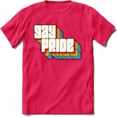 Gay Pride T-Shirt | Grappig LHBTIQ+ / LGBTQ / Gay / Homo / Lesbi Cadeau Shirt | Dames - Heren - Unisex | Tshirt Kleding Kado | - Roze - XXL