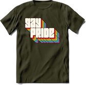 Gay Pride T-Shirt | Grappig LHBTIQ+ / LGBTQ / Gay / Homo / Lesbi Cadeau Shirt | Dames - Heren - Unisex | Tshirt Kleding Kado | - Leger Groen - L