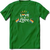 Love Is Love | Pride T-Shirt | Grappig LHBTIQ+ / LGBTQ / Gay / Homo / Lesbi Cadeau Shirt | Dames - Heren - Unisex | Tshirt Kleding Kado | - Donker Groen - L