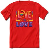 Love Is Love | Pride T-Shirt | Grappig LHBTIQ+ / LGBTQ / Gay / Homo / Lesbi Cadeau Shirt | Dames - Heren - Unisex | Tshirt Kleding Kado | - Rood - XXL