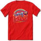Love Is Love | Pride T-Shirt | Grappig LHBTIQ+ / LGBTQ / Gay / Homo / Lesbi Cadeau Shirt | Dames - Heren - Unisex | Tshirt Kleding Kado | - Rood - XL