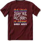 Gay Glitter | Pride T-Shirt | Grappig LHBTIQ+ / LGBTQ / Gay / Homo / Lesbi Cadeau Shirt | Dames - Heren - Unisex | Tshirt Kleding Kado | - Burgundy - M