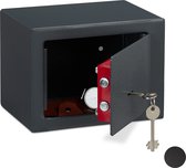 Relaxdays 1x kluisje met sleutel - kluis voor thuis - privékluis - mini safe - 17x23x17 cm
