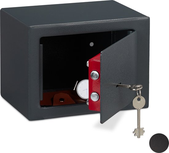 Relaxdays kluisje met sleutel kluis voor thuis - privékluis - mini safe - 17x23x17 | bol.com