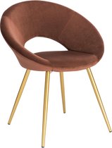 Kamyra® Luxe Eetkamerstoel van Velvet - Ergonomisch & Met Armleuning - 1 stuk - Eetkamerstoelen voor bij de Eettafel - Bruin