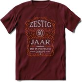 60 Jaar Legendarisch Gerijpt T-Shirt | Oranje - Grijs | Grappig Verjaardag en Feest Cadeau Shirt | Dames - Heren - Unisex | Tshirt Kleding Kado | - Burgundy - S