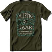 50 Jaar Legendarisch Gerijpt T-Shirt | Lichtblauw - Grijs | Grappig Verjaardag en Feest Cadeau Shirt | Dames - Heren - Unisex | Tshirt Kleding Kado | - Leger Groen - XL