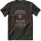 60 Jaar Legendarisch Gerijpt T-Shirt | Rood - Grijs | Grappig Verjaardag en Feest Cadeau Shirt | Dames - Heren - Unisex | Tshirt Kleding Kado | - Donker Grijs - L