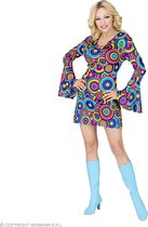 Widmann - Hippie Kostuum - Blauwe Bellen Bubbels Jaren 70 - Vrouw - Blauw, Multicolor - XL - Carnavalskleding - Verkleedkleding