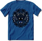 Beer - Dieren Mandala T-Shirt | Donkerblauw | Grappig Verjaardag Zentangle Dierenkop Cadeau Shirt | Dames - Heren - Unisex | Wildlife Tshirt Kleding Kado | - Donker Blauw - XXL