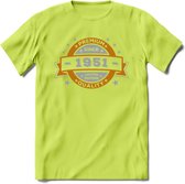 Premium Since 1951 T-Shirt | Zilver - Goud | Grappig Verjaardag en Feest Cadeau Shirt | Dames - Heren - Unisex | Tshirt Kleding Kado | - Groen - XXL