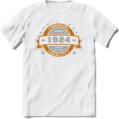 Premium Since 1924 T-Shirt | Zilver - Goud | Grappig Verjaardag en Feest Cadeau Shirt | Dames - Heren - Unisex | Tshirt Kleding Kado | - Wit - XXL