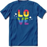 Love | Pride T-Shirt | Grappig LHBTIQ+ / LGBTQ / Gay / Homo / Lesbi Cadeau Shirt | Dames - Heren - Unisex | Tshirt Kleding Kado | - Donker Blauw - L