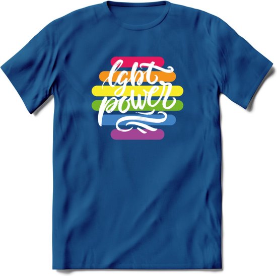 LGBT Power | Pride T-Shirt | Grappig LHBTIQ+ / LGBTQ / Gay / Homo / Lesbi Cadeau Shirt | Dames - Heren - Unisex | Tshirt Kleding Kado | - Donker Blauw - S
