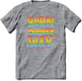 Born This Way | Pride T-Shirt | Grappig LHBTIQ+ / LGBTQ / Gay / Homo / Lesbi Cadeau Shirt | Dames - Heren - Unisex | Tshirt Kleding Kado | - Donker Grijs - Gemaleerd - S