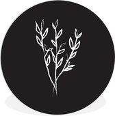 Illustration de dessin au Line bouquet sur fond noir Assiette en plastique cercle mural ⌀ 120 cm - impression photo sur cercle mural / cercle vivant (décoration murale)