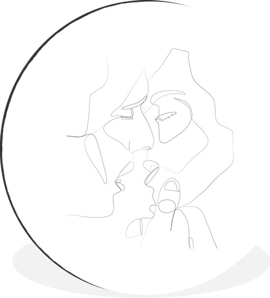 Moment d'illustration pour le baiser sur fond blanc Cercle mural aluminium ⌀ 60 cm - Tirage photo sur cercle mural / cercle vivant / cercle de jardin (décoration murale)