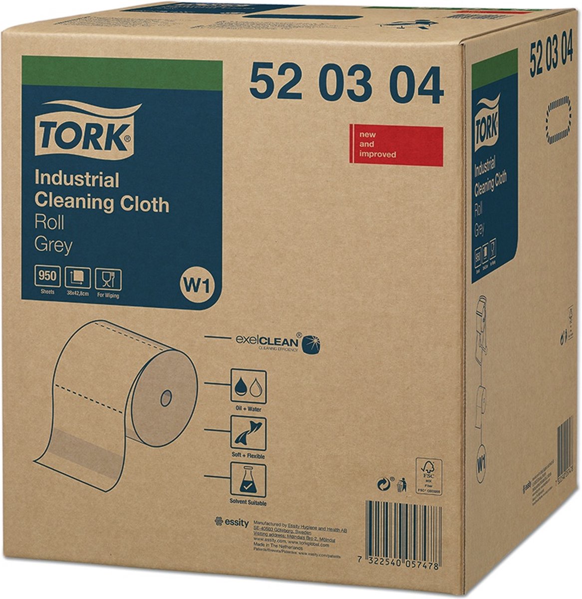 Goedkoopste Tork non woven industrial cloth (361 mtr / 42 cm breed) - Grijs